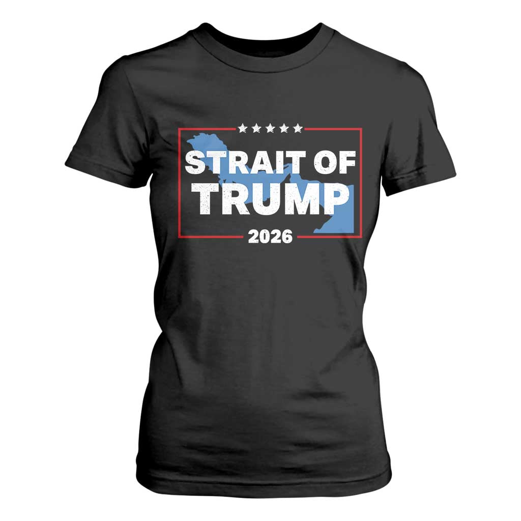 Strait of Trump 2026 T Shirt For Women Middle East Map Political Graphic TS02 Black Print Your Wear