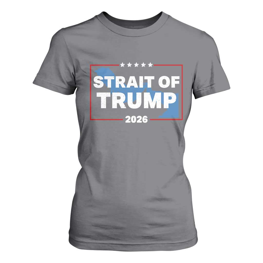Strait of Trump 2026 T Shirt For Women Middle East Map Political Graphic TS02 Charcoal Print Your Wear