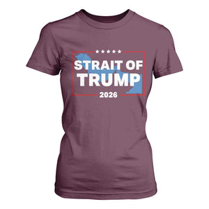 Strait of Trump 2026 T Shirt For Women Middle East Map Political Graphic TS02 Maroon Print Your Wear