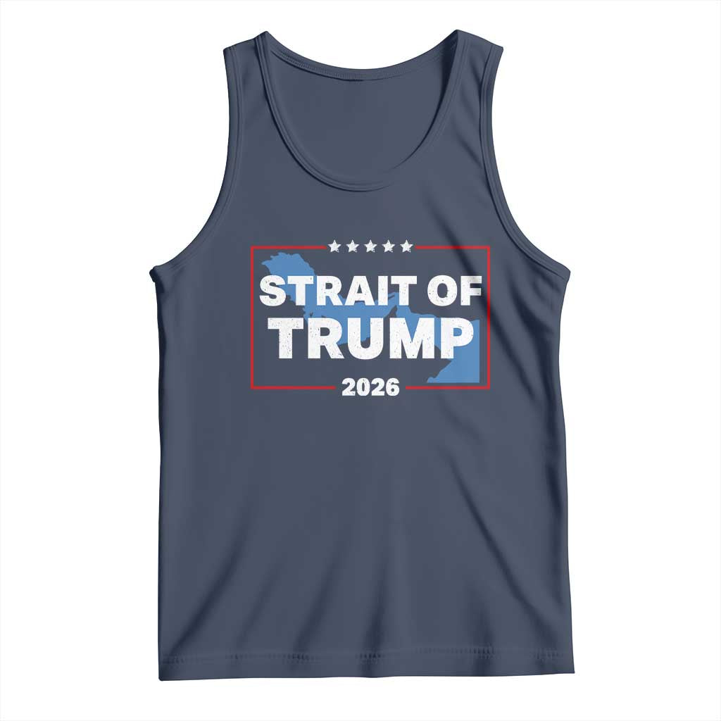 Strait of Trump 2026 Tank Top Middle East Map Political Graphic TS02 Navy Print Your Wear