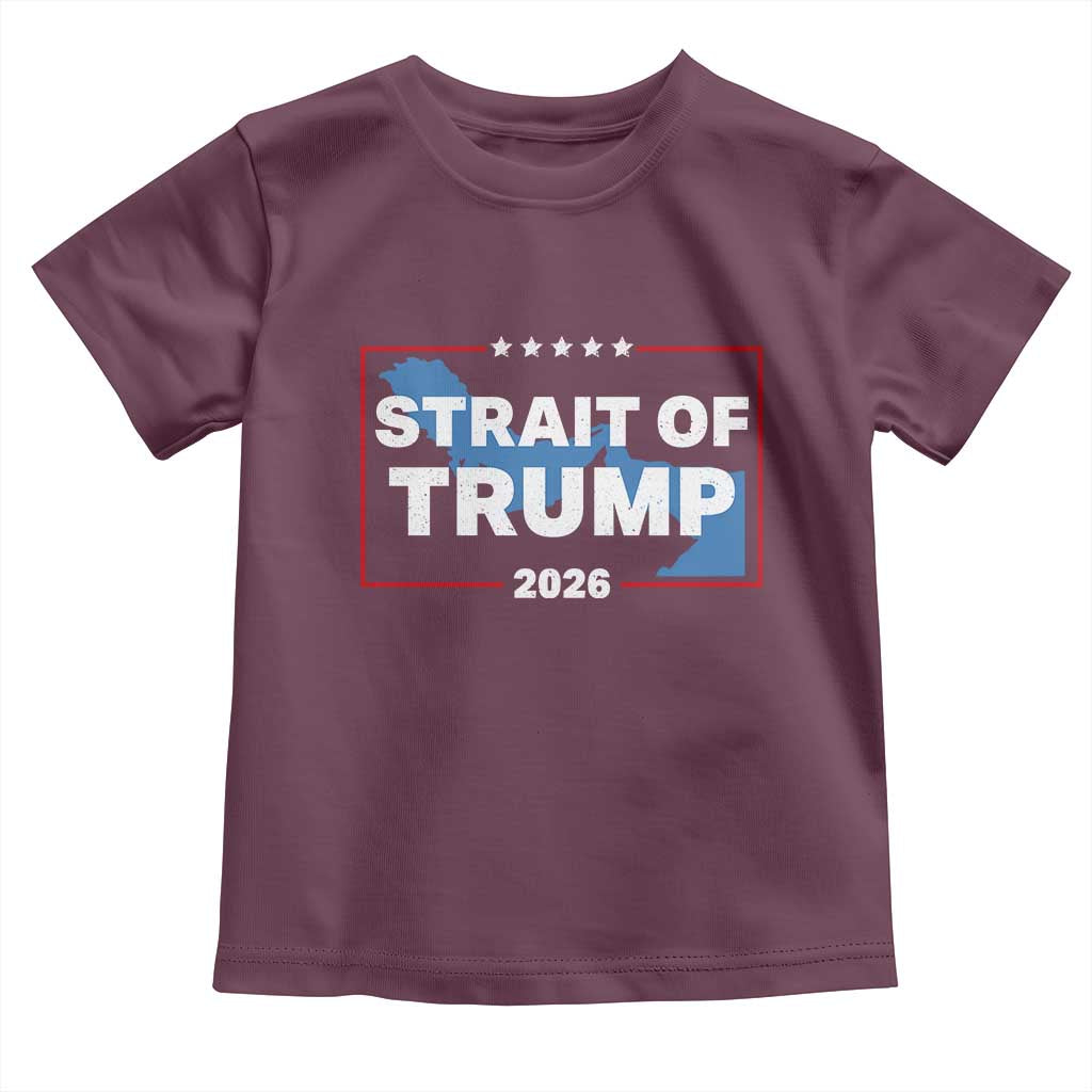Strait of Trump 2026 Toddler T Shirt Middle East Map Political Graphic TS02 Maroon Print Your Wear