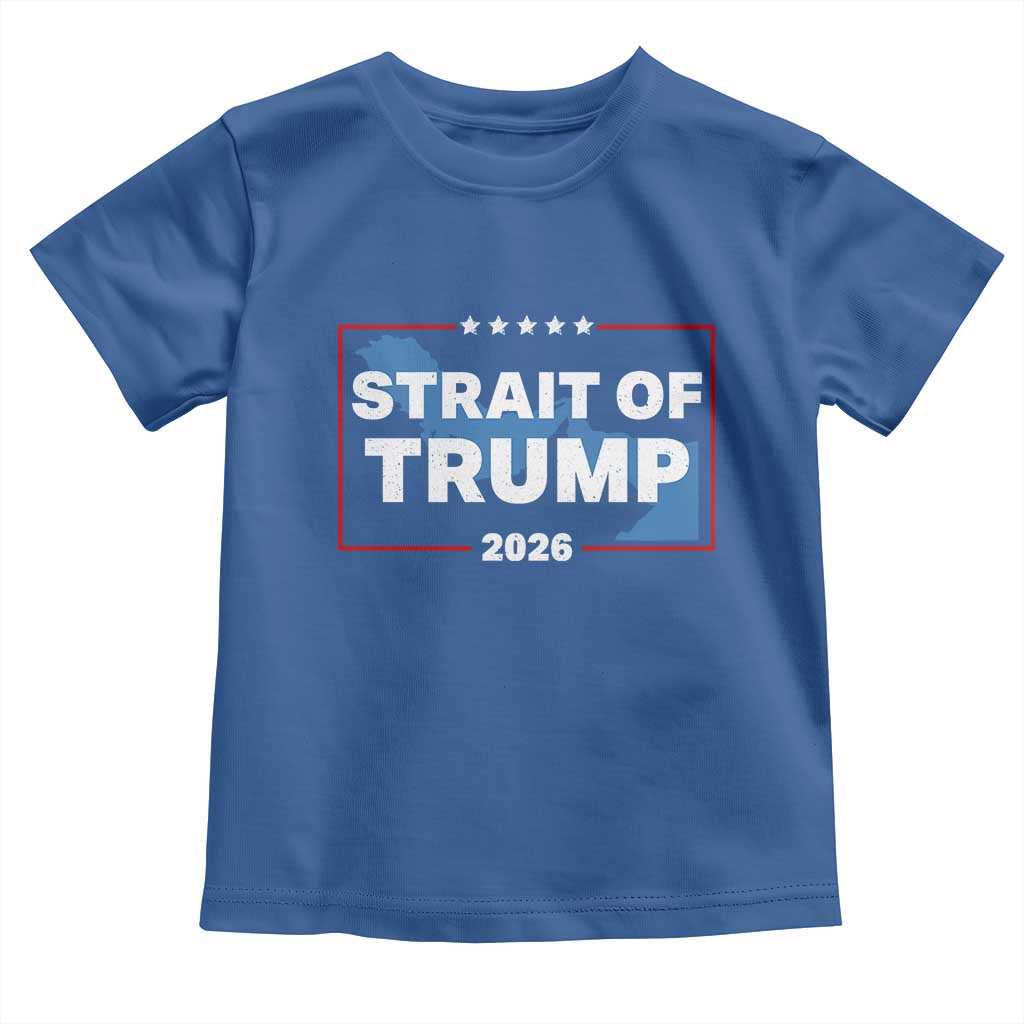 Strait of Trump 2026 Toddler T Shirt Middle East Map Political Graphic TS02 Royal Blue Print Your Wear