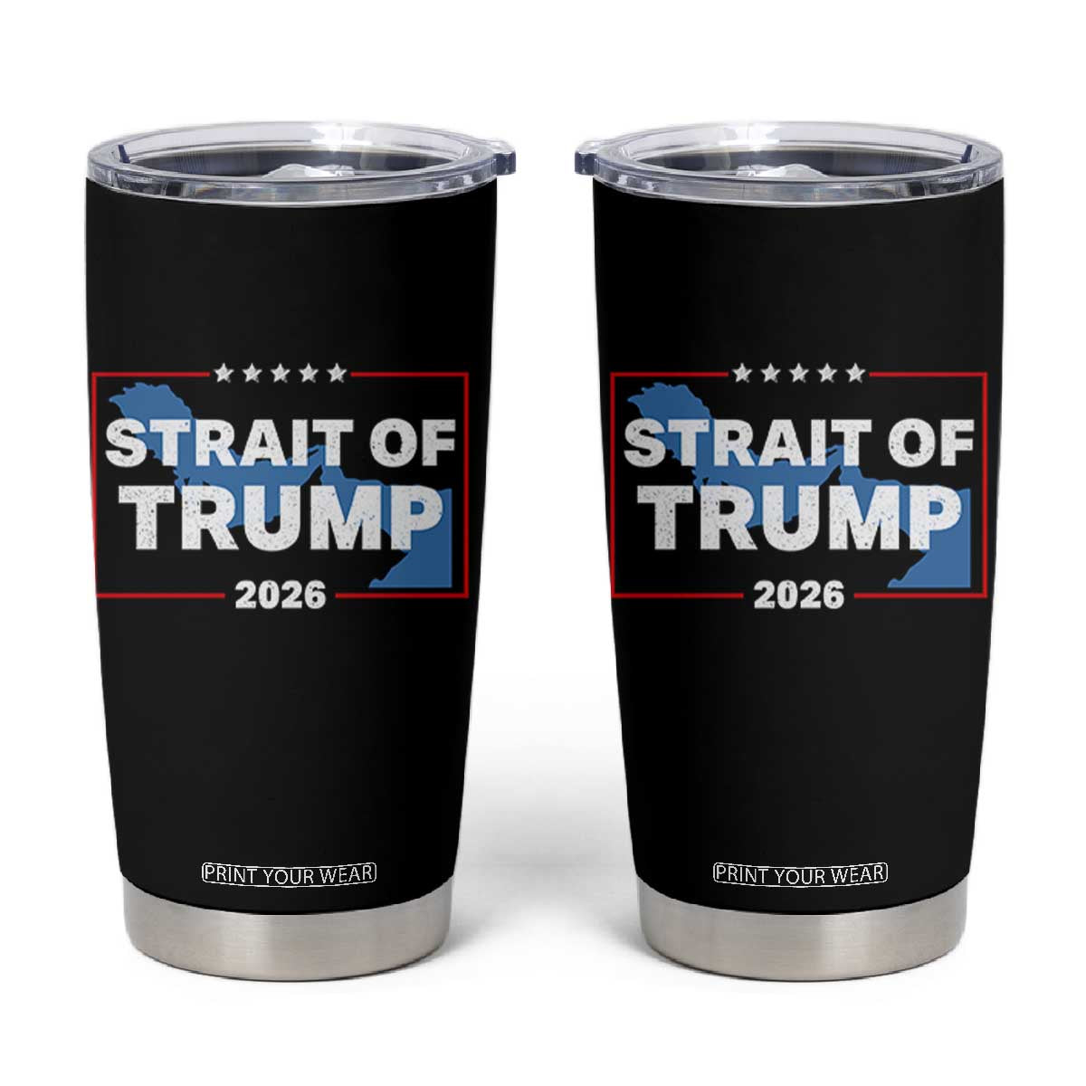 Strait of Trump 2026 Tumbler Cup Middle East Map Political Graphic TS02 Black Print Your Wear