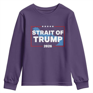 Strait of Trump 2026 Youth Sweatshirt Middle East Map Political Graphic TS02 Purple Print Your Wear
