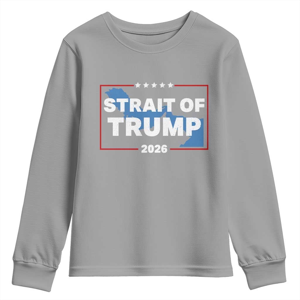 Strait of Trump 2026 Youth Sweatshirt Middle East Map Political Graphic TS02 Sport Gray Print Your Wear