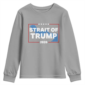 Strait of Trump 2026 Youth Sweatshirt Middle East Map Political Graphic TS02 Sport Gray Print Your Wear