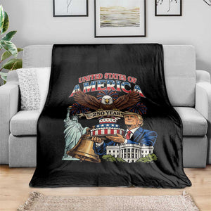 USA 250 Year Birthday Patriotic Celebration Throw Blanket Trump Eagle and Liberty Bday Cake TS02 Print Your Wear