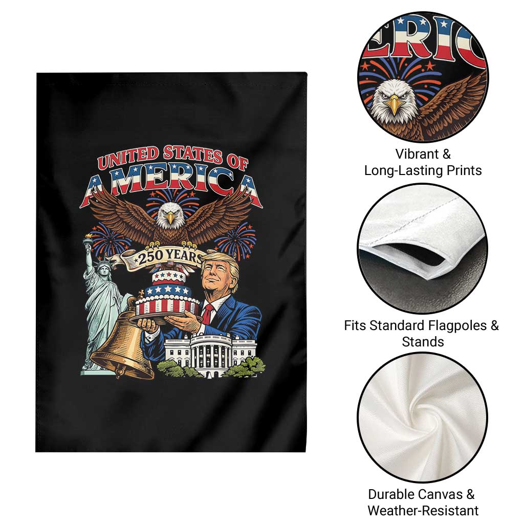 USA 250 Year Birthday Patriotic Celebration Garden Flag Trump Eagle and Liberty Bday Cake TS02 Print Your Wear