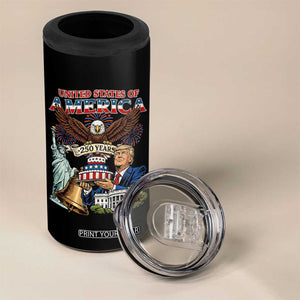 USA 250 Year Birthday Patriotic Celebration 4 in 1 Can Cooler Tumbler Trump Eagle and Liberty Bday Cake TS02 Print Your Wear