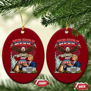USA 250 Year Birthday Patriotic Celebration Ceramic Ornament Trump Eagle and Liberty Bday Cake TS02 Print Your Wear