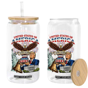 USA 250 Year Birthday Patriotic Celebration Glass Can Trump Eagle and Liberty Bday Cake TS02 Print Your Wear