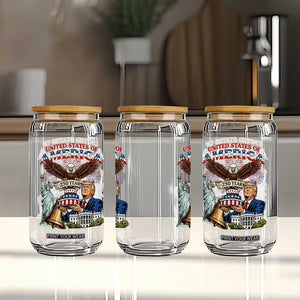 USA 250 Year Birthday Patriotic Celebration Glass Can Trump Eagle and Liberty Bday Cake TS02 Print Your Wear