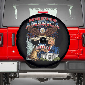 USA 250 Year Birthday Patriotic Celebration Spare Tire Cover Trump Eagle and Liberty Bday Cake TS02 Black Print Your Wear
