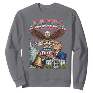 USA 250 Year Birthday Patriotic Celebration Sweatshirt Trump Eagle and Liberty Bday Cake TS02 Charcoal Print Your Wear