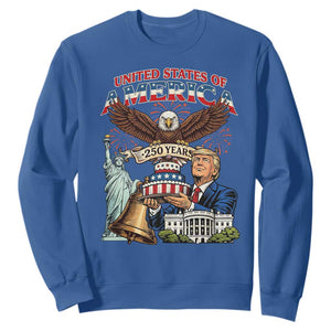 USA 250 Year Birthday Patriotic Celebration Sweatshirt Trump Eagle and Liberty Bday Cake TS02 Royal Blue Print Your Wear