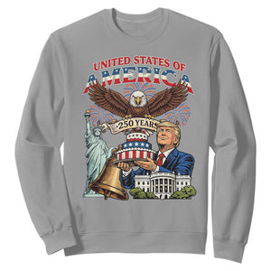 USA 250 Year Birthday Patriotic Celebration Sweatshirt Trump Eagle and Liberty Bday Cake TS02 Sport Gray Print Your Wear