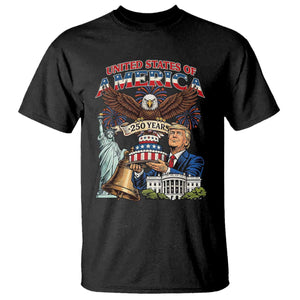USA 250 Year Birthday Patriotic Celebration T Shirt Trump Eagle and Liberty Bday Cake TS02 Black Print Your Wear