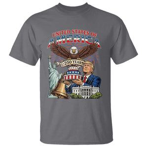 USA 250 Year Birthday Patriotic Celebration T Shirt Trump Eagle and Liberty Bday Cake TS02 Charcoal Print Your Wear