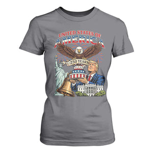 USA 250 Year Birthday Patriotic Celebration T Shirt For Women Trump Eagle and Liberty Bday Cake TS02 Charcoal Print Your Wear