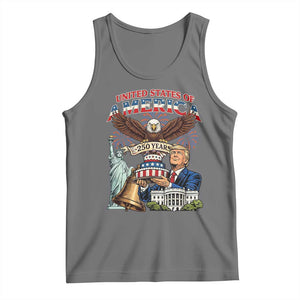 USA 250 Year Birthday Patriotic Celebration Tank Top Trump Eagle and Liberty Bday Cake TS02 Black Heather Print Your Wear