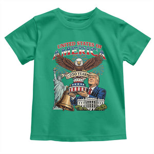 USA 250 Year Birthday Patriotic Celebration Toddler T Shirt Trump Eagle and Liberty Bday Cake TS02 Irish Green Print Your Wear