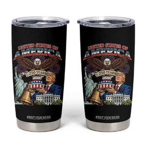 USA 250 Year Birthday Patriotic Celebration Tumbler Cup Trump Eagle and Liberty Bday Cake TS02 Black Print Your Wear
