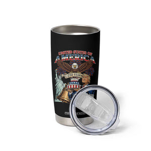 USA 250 Year Birthday Patriotic Celebration Tumbler Cup Trump Eagle and Liberty Bday Cake TS02 Print Your Wear