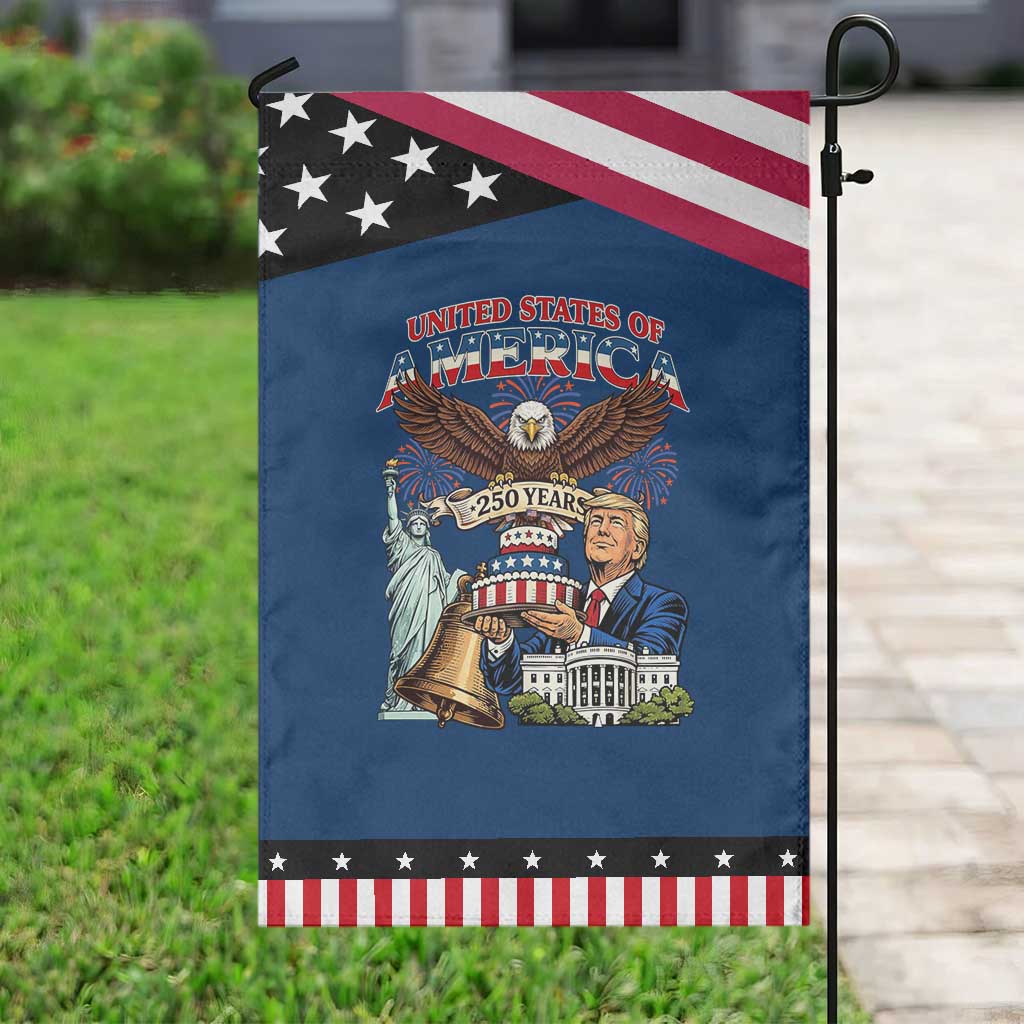 USA 250 Year Birthday Patriotic Celebration Patriotic Garden Flag Trump Eagle and Liberty Bday Cake TS02 Classic Blue Black Print Your Wear