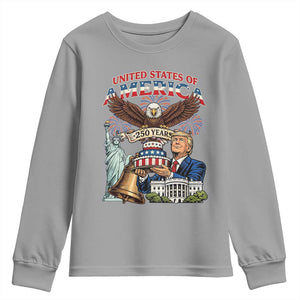 USA 250 Year Birthday Patriotic Celebration Youth Sweatshirt Trump Eagle and Liberty Bday Cake TS02 Sport Gray Print Your Wear