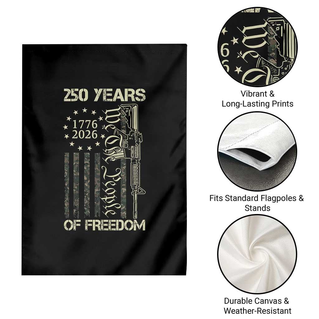 250 Years of Freedom Camo Flag Garden Flag We The People Second Amendment 1776-2026 Patriotic TS02 Print Your Wear