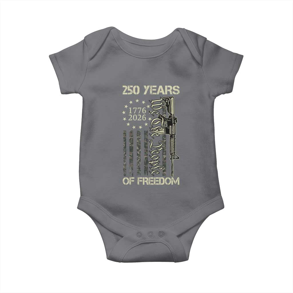 250 Years of Freedom Camo Flag Baby Onesie We The People Second Amendment 1776-2026 Patriotic TS02 Charcoal Print Your Wear