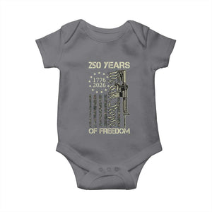 250 Years of Freedom Camo Flag Baby Onesie We The People Second Amendment 1776-2026 Patriotic TS02 Charcoal Print Your Wear