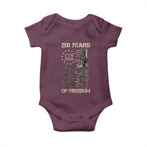 250 Years of Freedom Camo Flag Baby Onesie We The People Second Amendment 1776-2026 Patriotic TS02 Maroon Print Your Wear