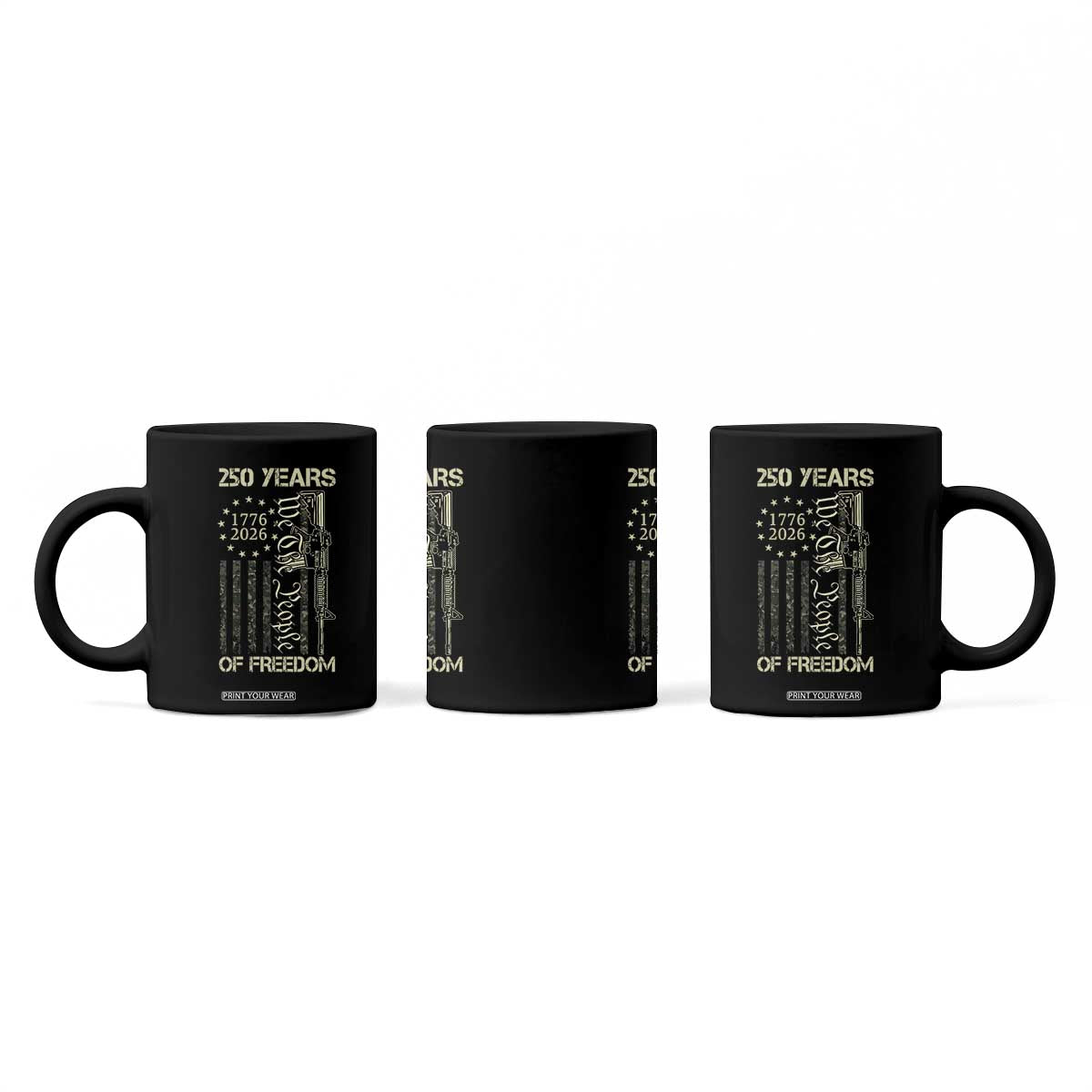 250 Years of Freedom Camo Flag Coffee Mug We The People Second Amendment 1776-2026 Patriotic TS02 Print Your Wear
