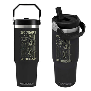250 Years of Freedom Camo Flag Flip Straw Tumbler We The People Second Amendment 1776-2026 Patriotic TS02 One Size: 30 oz Black Print Your Wear