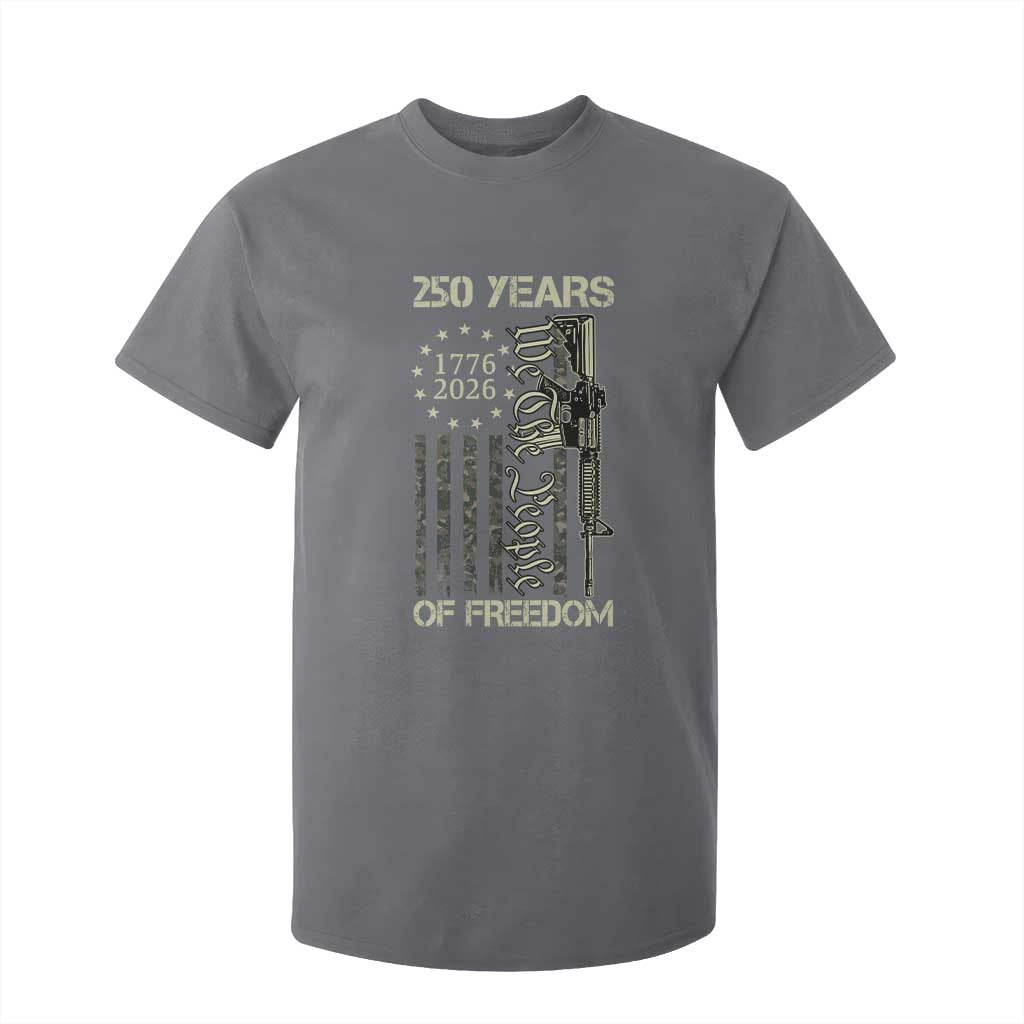 250 Years of Freedom Camo Flag T Shirt For Kid We The People Second Amendment 1776-2026 Patriotic TS02 Charcoal Print Your Wear