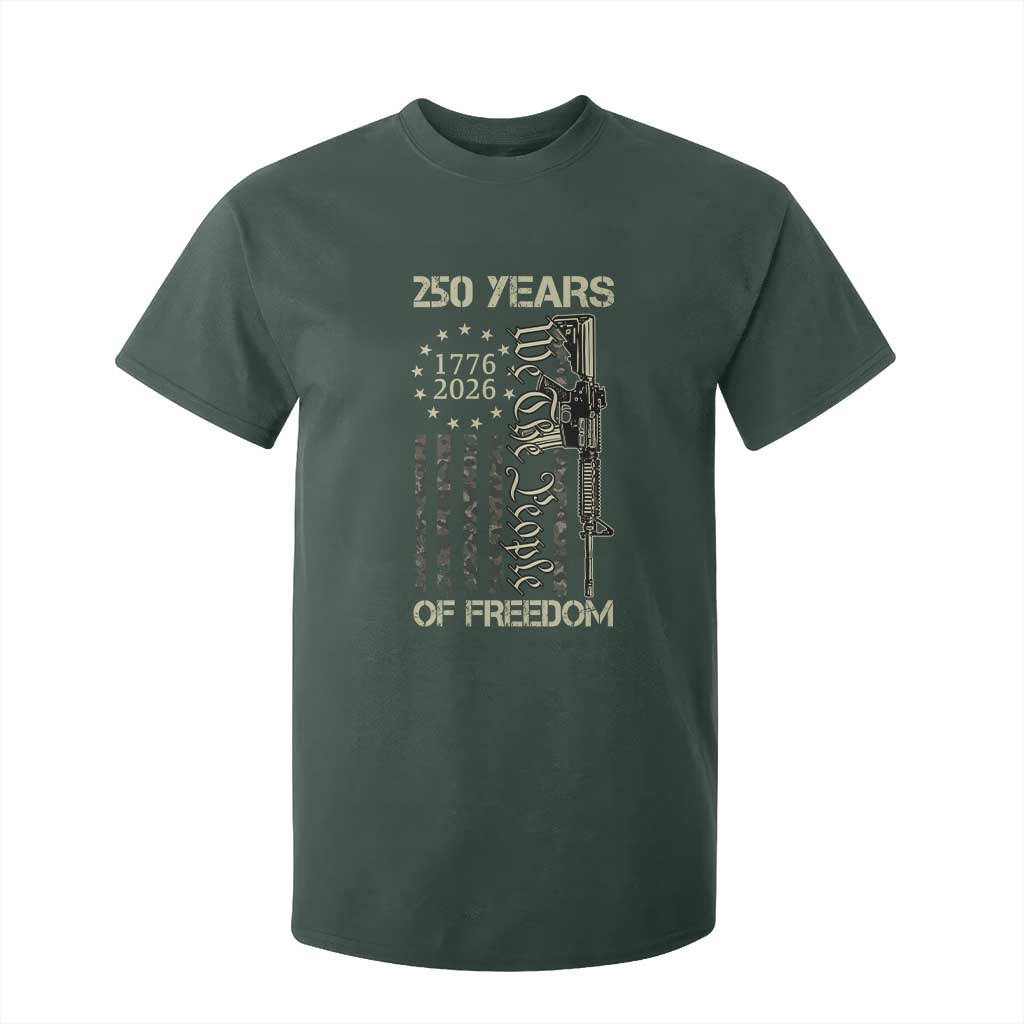 250 Years of Freedom Camo Flag T Shirt For Kid We The People Second Amendment 1776-2026 Patriotic TS02 Dark Forest Green Print Your Wear