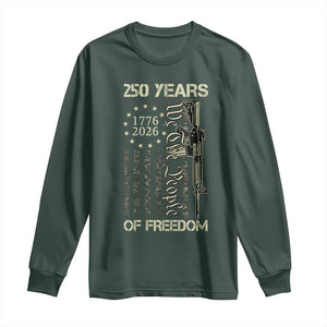 250 Years of Freedom Camo Flag Long Sleeve Shirt We The People Second Amendment 1776-2026 Patriotic TS02 Dark Forest Green Print Your Wear