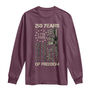 250 Years of Freedom Camo Flag Long Sleeve Shirt We The People Second Amendment 1776-2026 Patriotic TS02 Maroon Print Your Wear