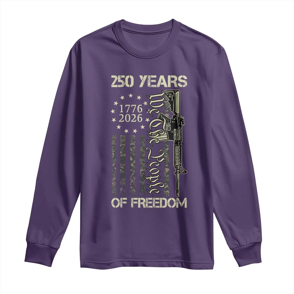 250 Years of Freedom Camo Flag Long Sleeve Shirt We The People Second Amendment 1776-2026 Patriotic TS02 Purple Print Your Wear