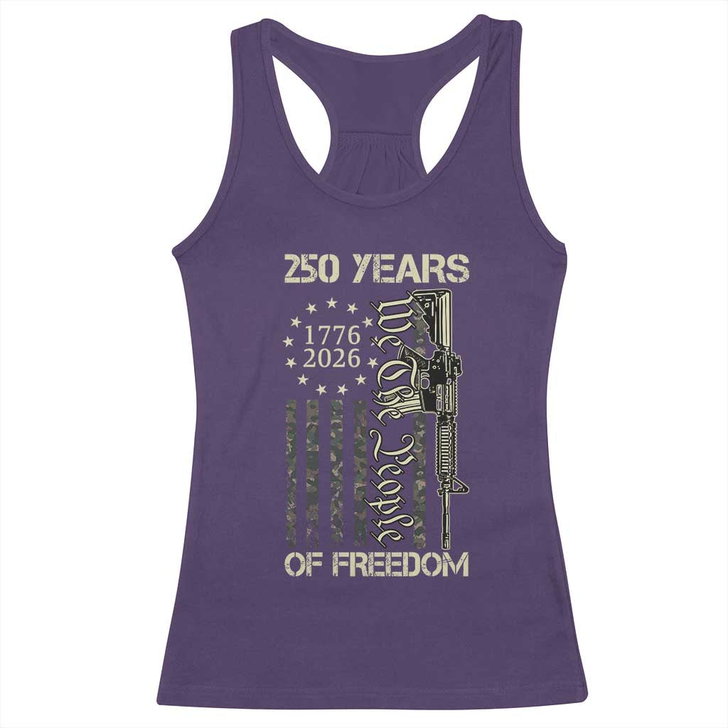 250 Years of Freedom Camo Flag Racerback Tank Top We The People Second Amendment 1776-2026 Patriotic TS02 Purple Print Your Wear