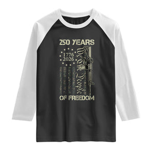 250 Years of Freedom Camo Flag Raglan Shirt We The People Second Amendment 1776-2026 Patriotic TS02 Black White Print Your Wear