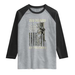 250 Years of Freedom Camo Flag Raglan Shirt We The People Second Amendment 1776-2026 Patriotic TS02 Heather Gray Black Print Your Wear