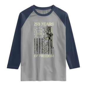 250 Years of Freedom Camo Flag Raglan Shirt We The People Second Amendment 1776-2026 Patriotic TS02 Sport Gray Navy Print Your Wear