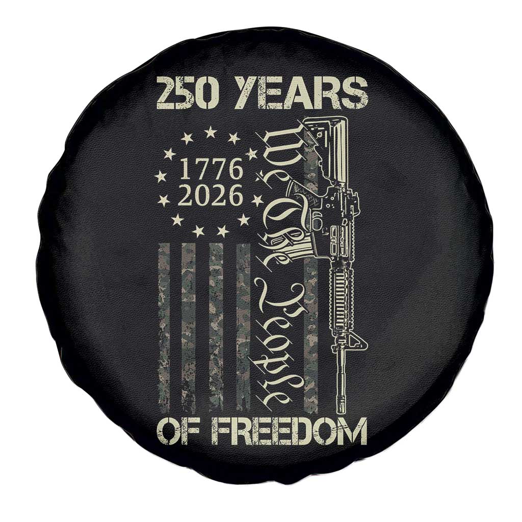 250 Years of Freedom Camo Flag Spare Tire Cover We The People Second Amendment 1776-2026 Patriotic TS02 Print Your Wear
