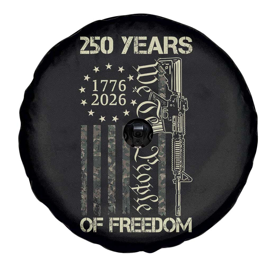 250 Years of Freedom Camo Flag Spare Tire Cover We The People Second Amendment 1776-2026 Patriotic TS02 Print Your Wear