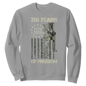 250 Years of Freedom Camo Flag Sweatshirt We The People Second Amendment 1776-2026 Patriotic TS02 Sport Gray Print Your Wear
