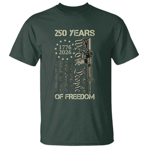 250 Years of Freedom Camo Flag T Shirt We The People Second Amendment 1776-2026 Patriotic TS02 Dark Forest Green Print Your Wear