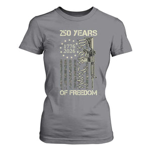 250 Years of Freedom Camo Flag T Shirt For Women We The People Second Amendment 1776-2026 Patriotic TS02 Charcoal Print Your Wear