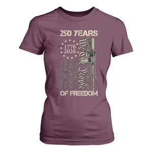 250 Years of Freedom Camo Flag T Shirt For Women We The People Second Amendment 1776-2026 Patriotic TS02 Maroon Print Your Wear